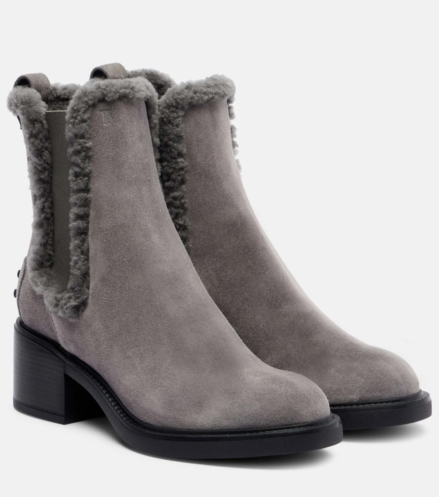 60 shearling-trimmed suede ankle boots - 1