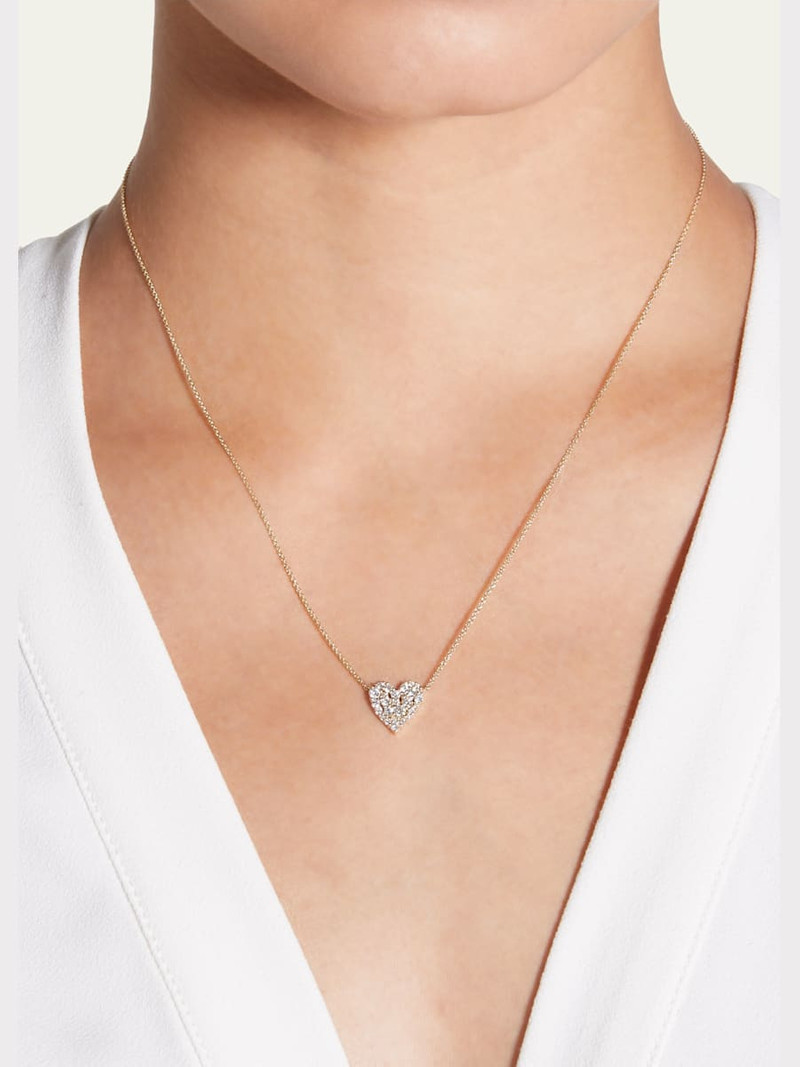 SYDNEY EVAN Yellow Gold Small Cocktail Heart Necklace outlook