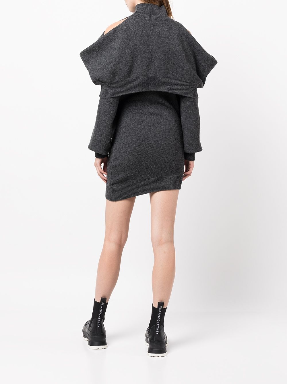 knitted cold-shoulder mini dress - 4