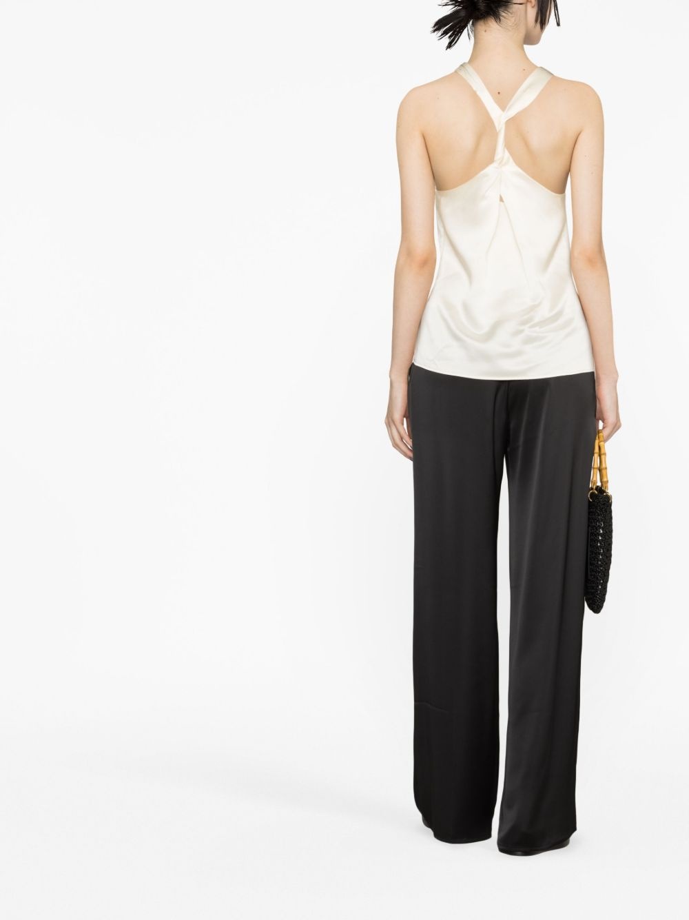 twist-detail racerback silk top - 2