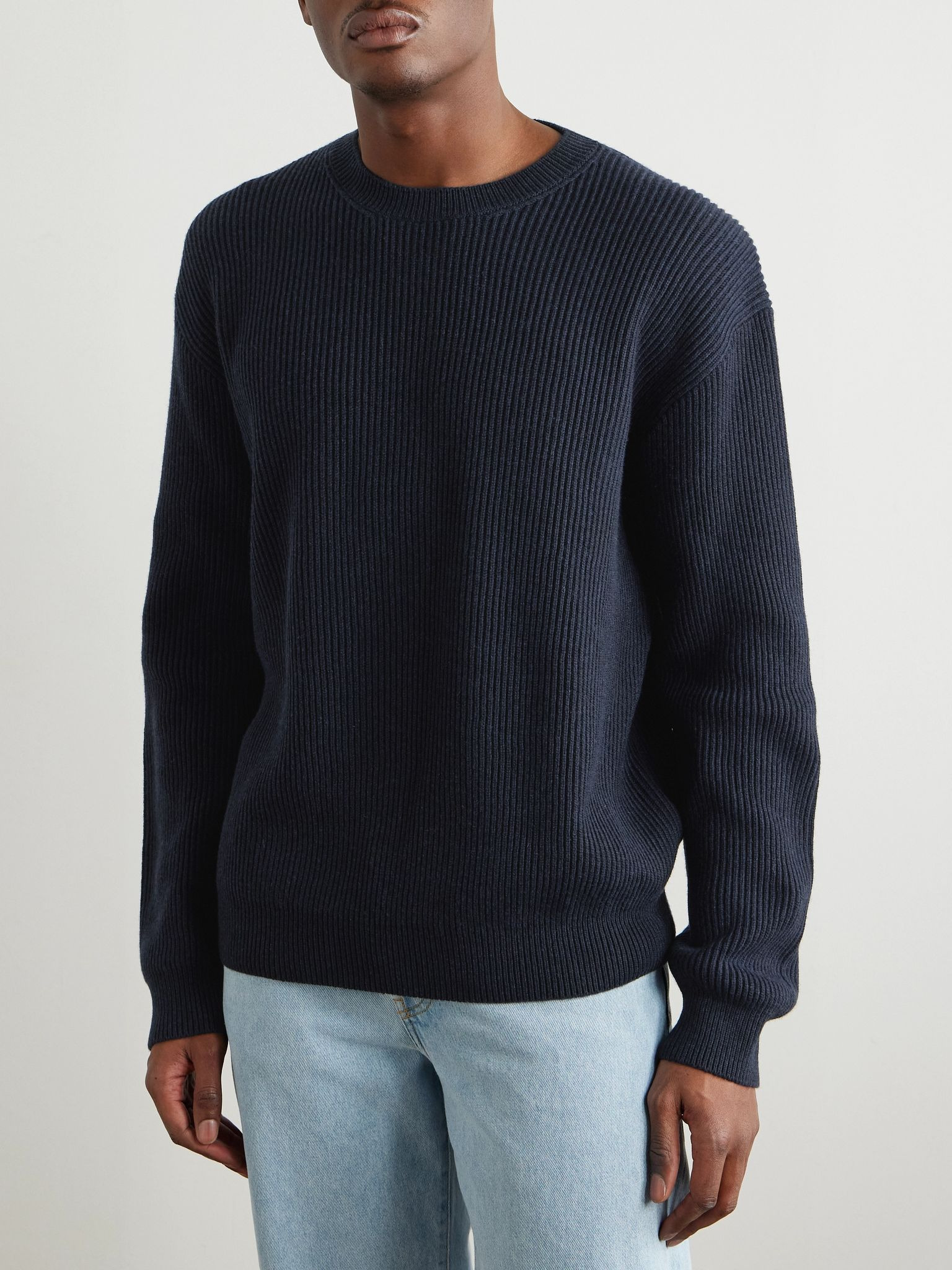 Fobello Ribbed Cashmere Sweater Blue - 3