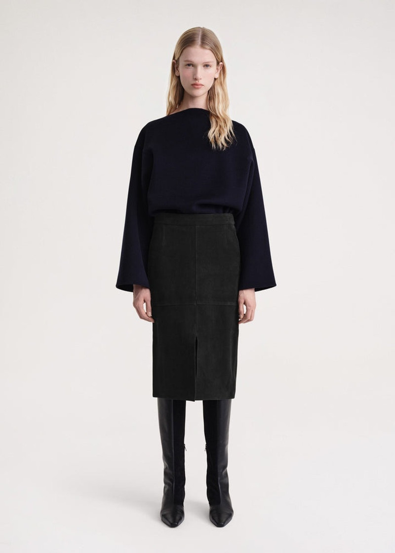 Totême Paneled suede skirt black outlook