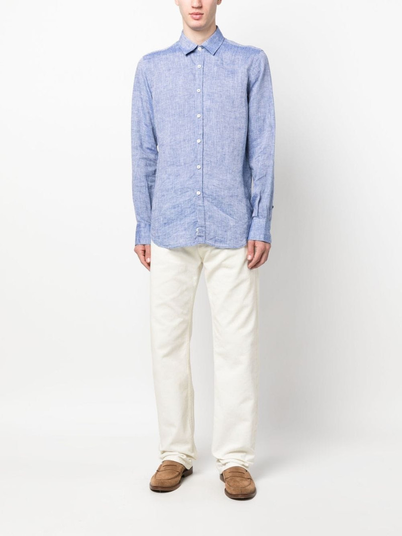 Canali long-sleeve linen shirt outlook