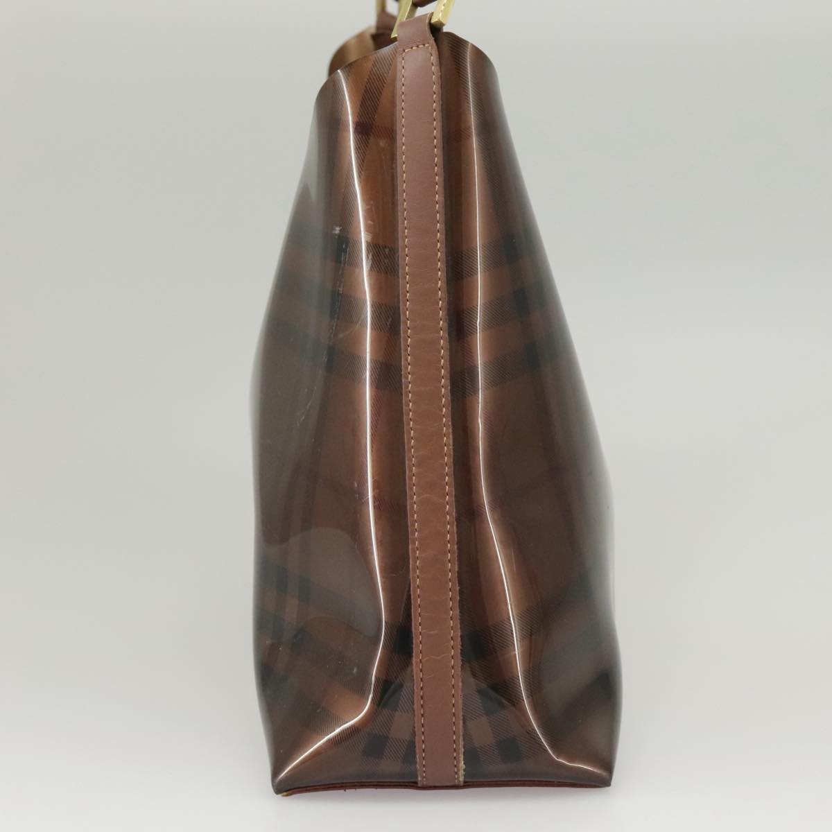 Burberry Nova Check Shoulder Bag Vinyl Leather Brown Gold - 3