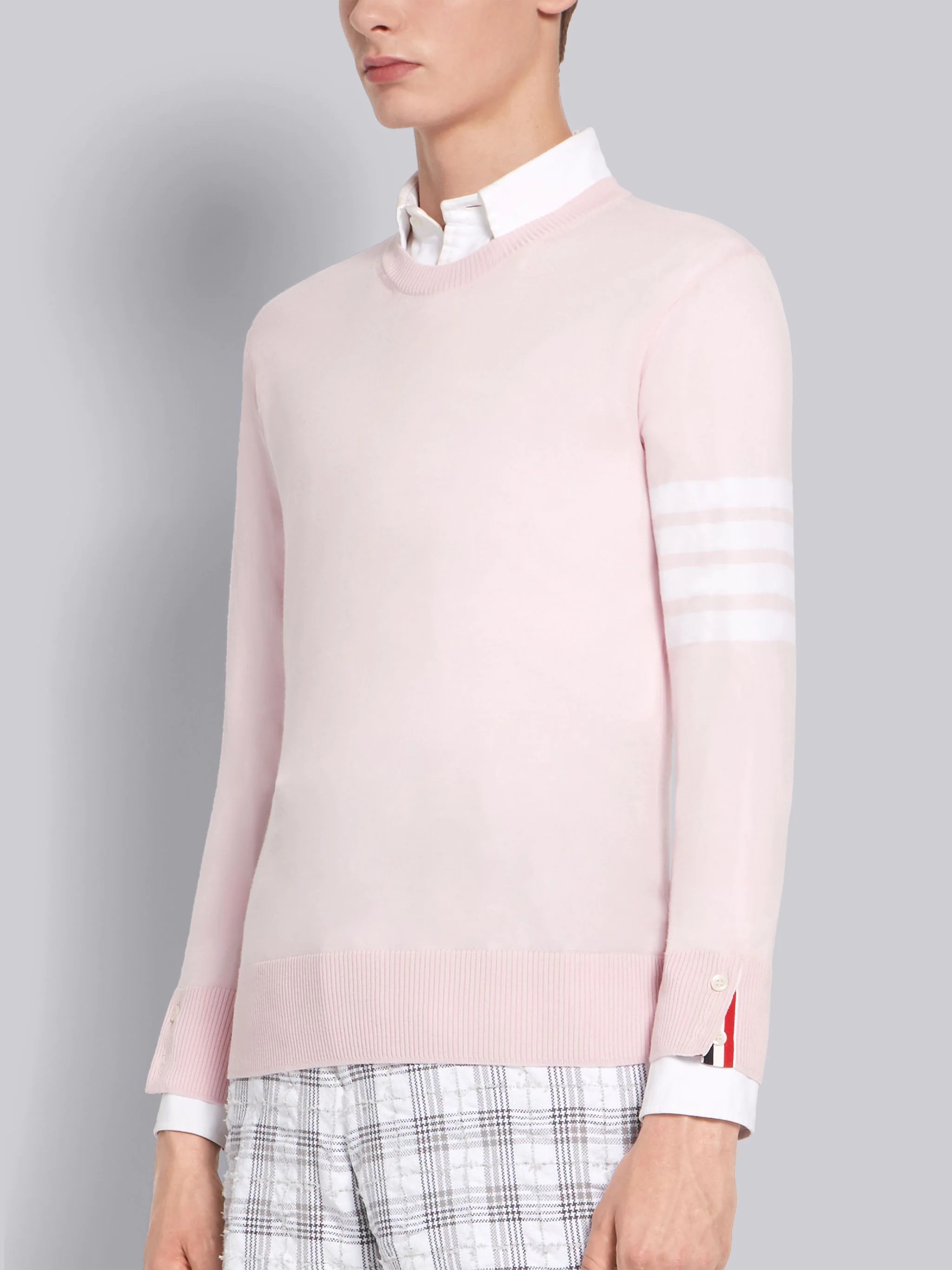 Pink Fully Fashioned Merino Knit Crew Neck Pullover - 2