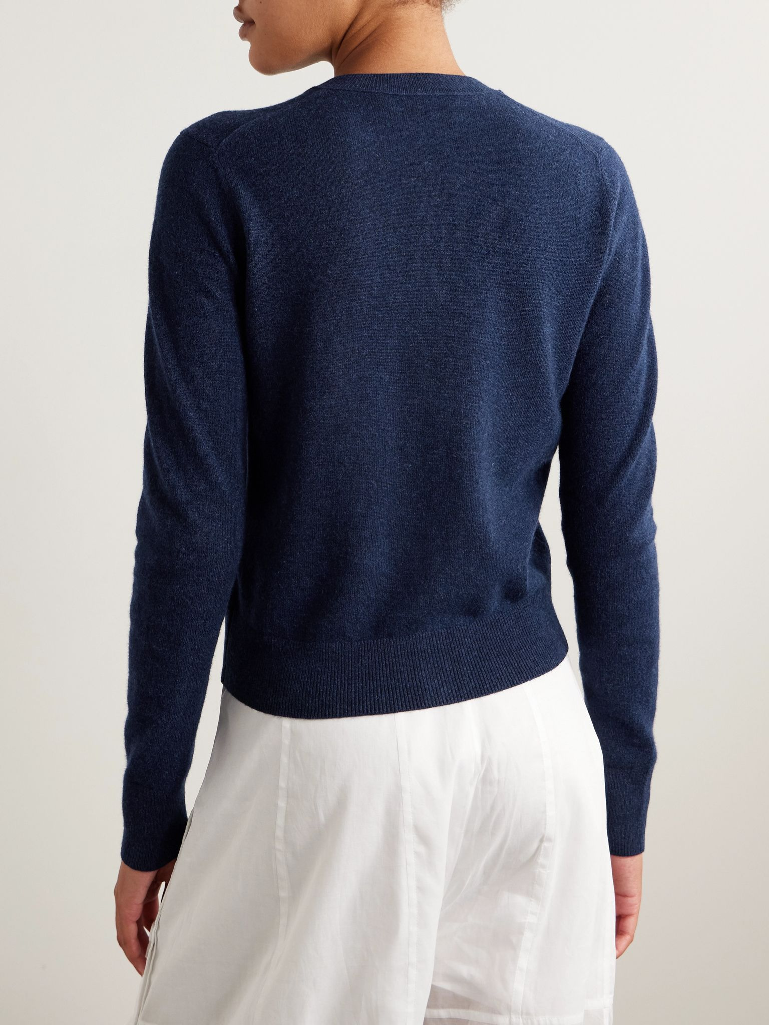 Appliquéd wool cardigan Navy - 4
