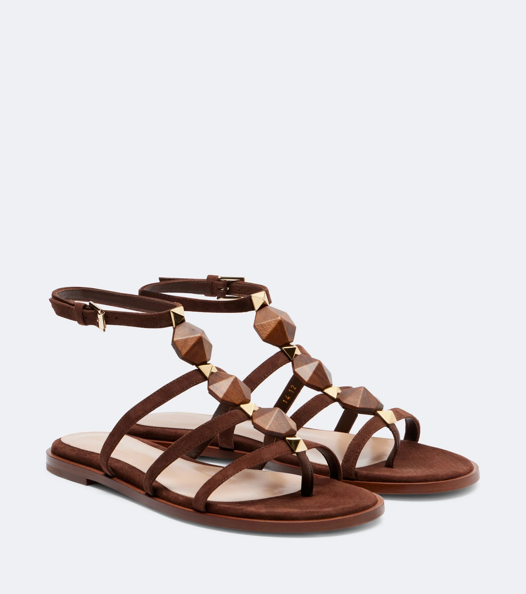 Studded suede thong sandals - 1