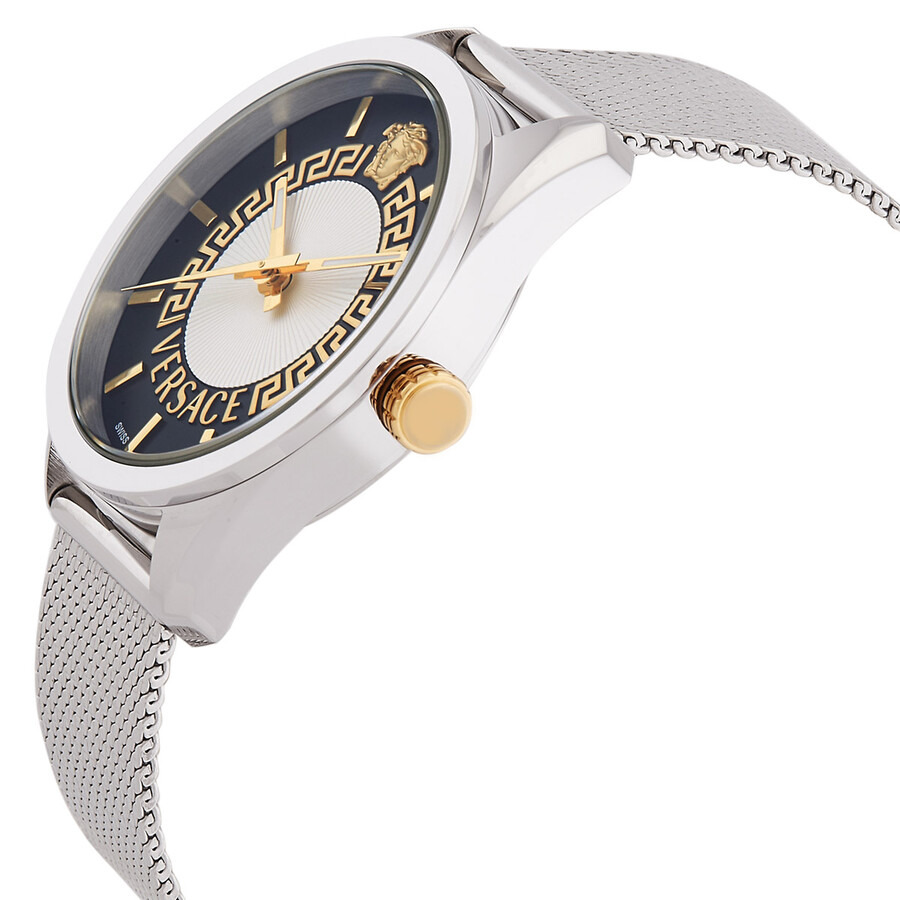 Versace New V Circle Quartz Men's Black Guilloche Dial Watch VE8A00324 - 2