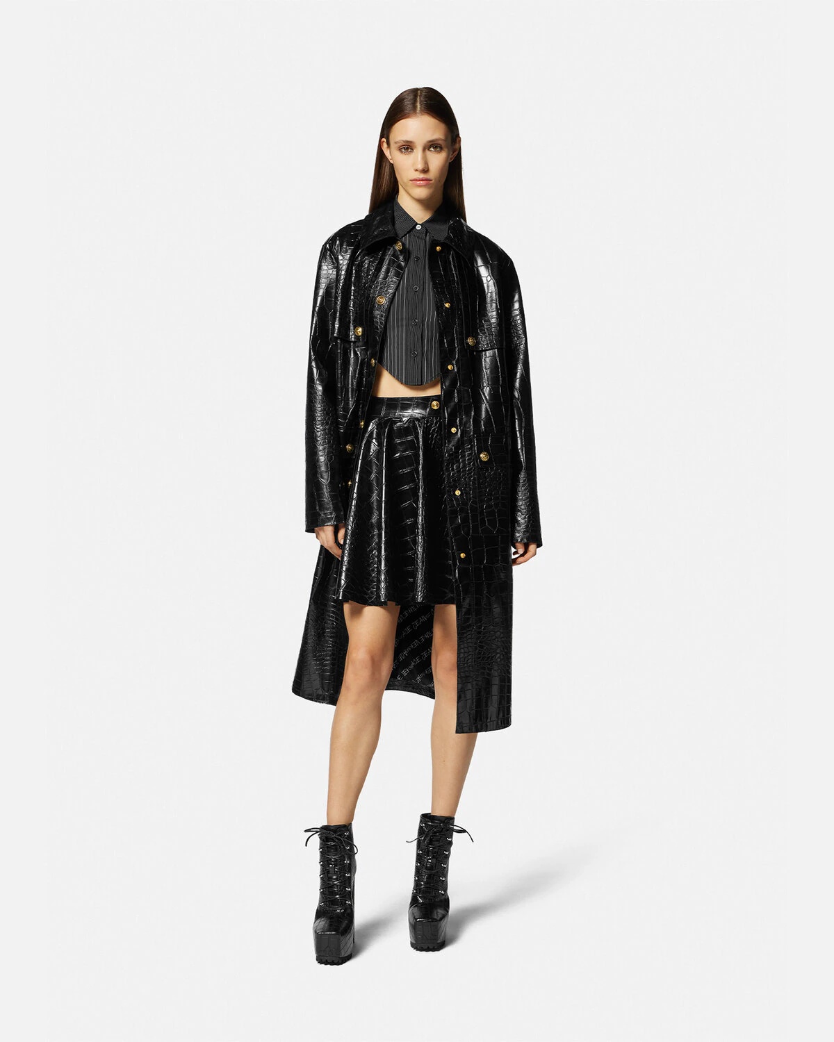 Croc-Effect Mini Skirt - 2