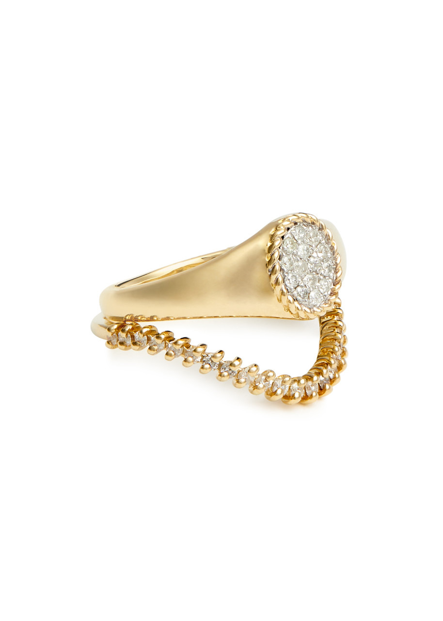 Mini ChevaliÃ¨re Ovale &amp; Bague Vague 9kt gold rings - 2
