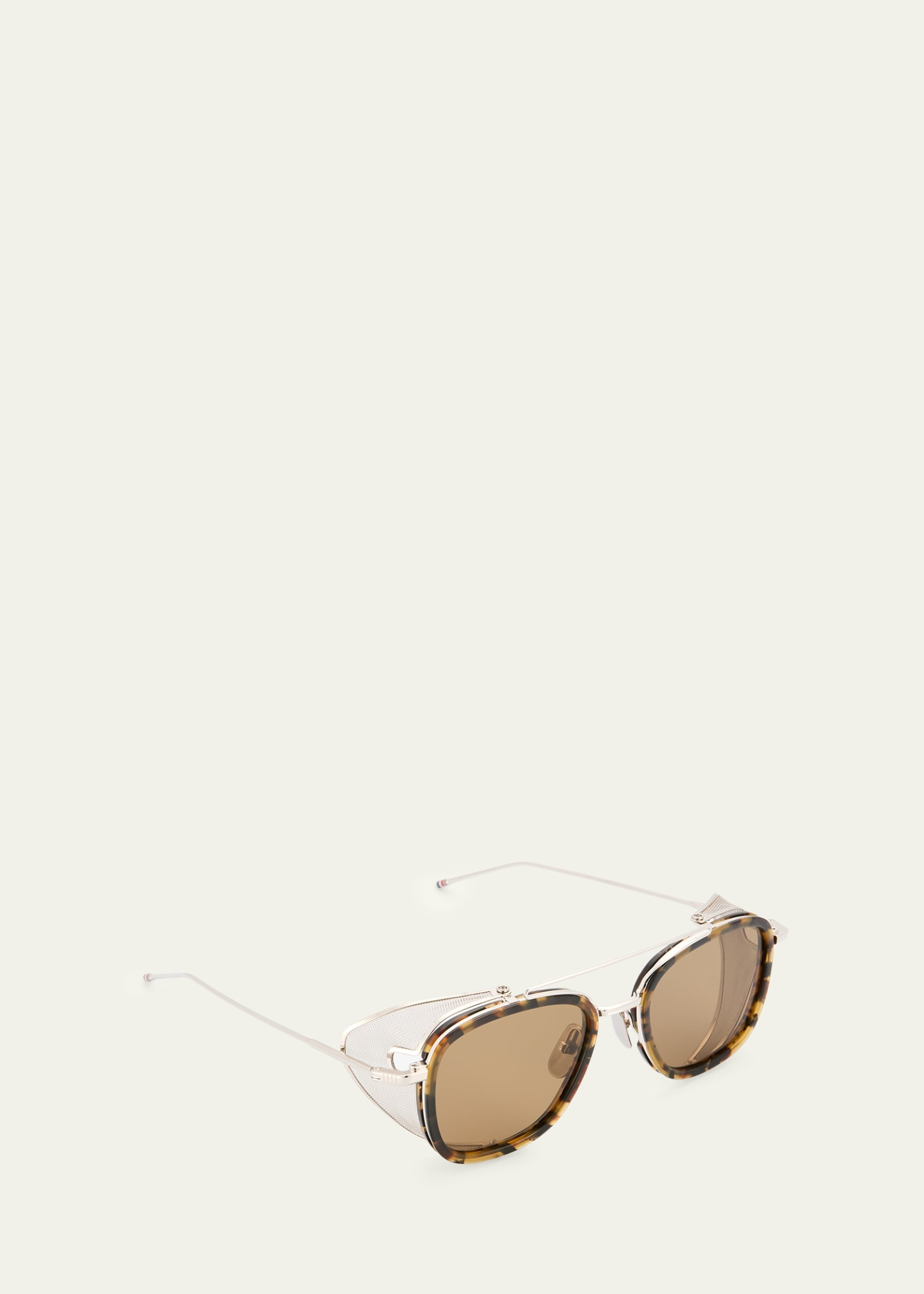 Men's Acetate and Titanium Rectangle Sunglasses with Side Shields - 3
