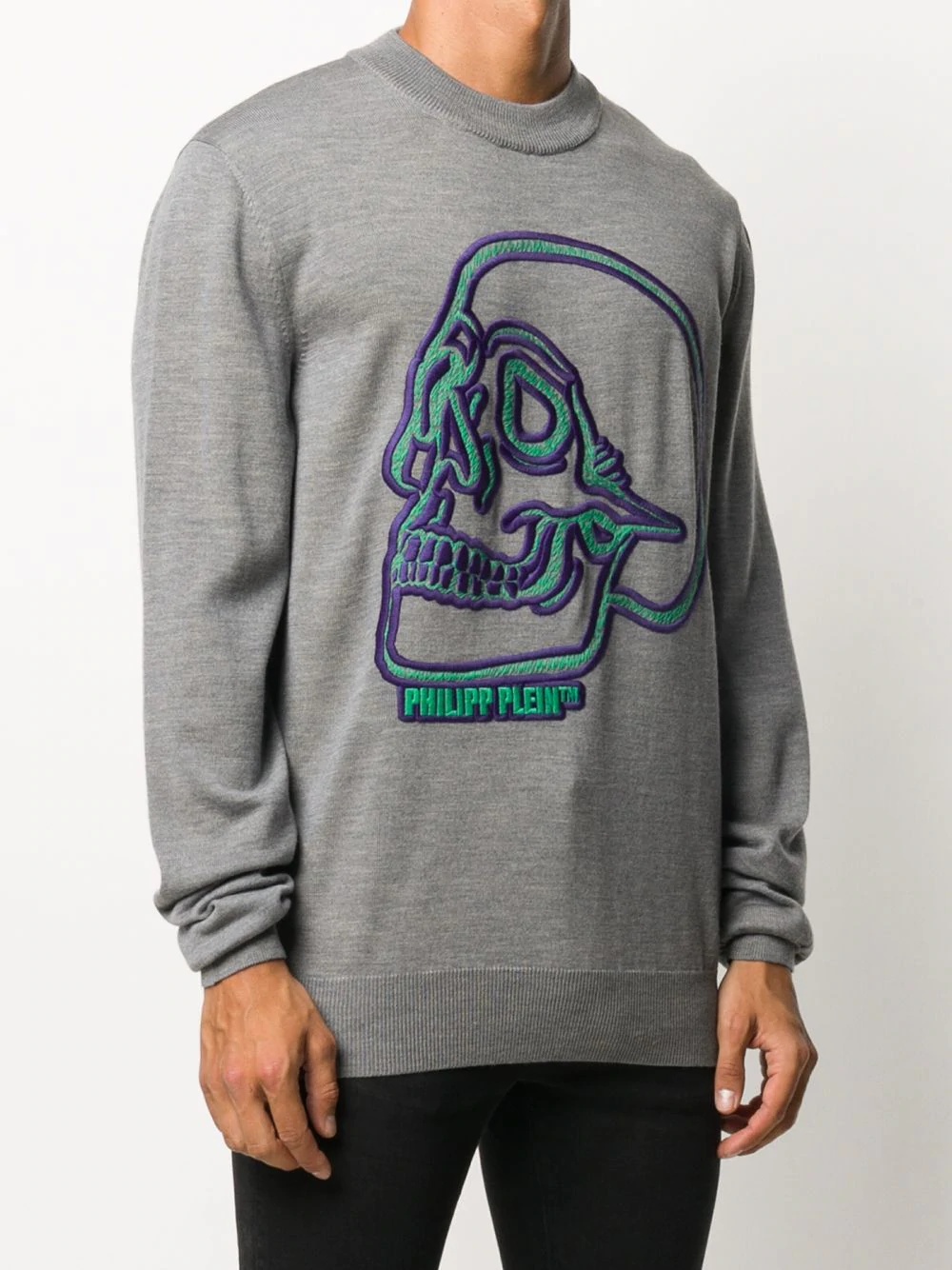 logo skull embroidered sweatshirt - 3