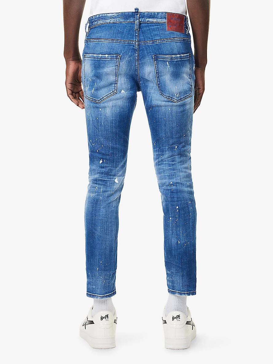 Skater Printed Tapered-Leg Slim-Fit Stretch-Denim Jeans - 4