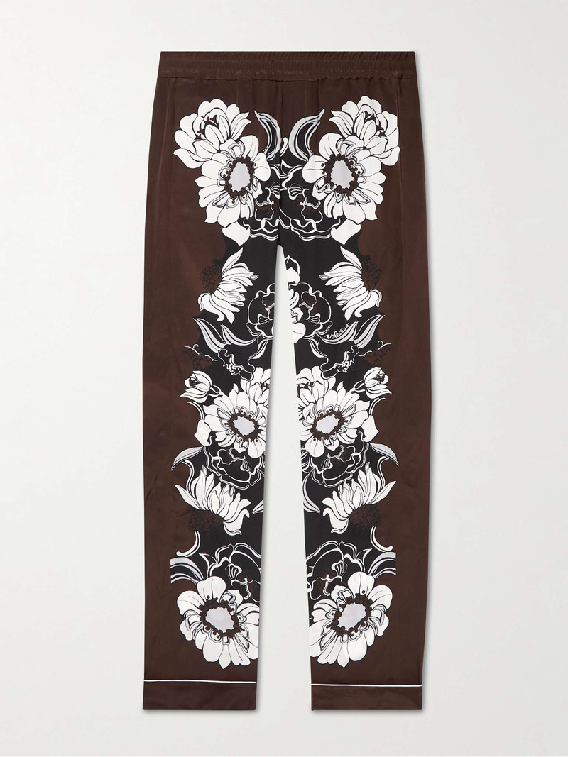 Straight-Leg Floral-Print Silk-Crepe Trousers 1