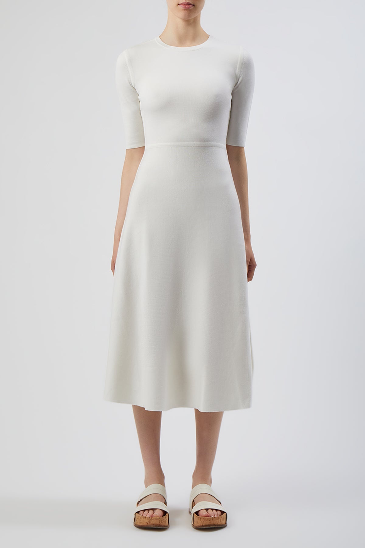 Seymore Knit Dress in Ivory Cashmere Wool with Silk - 2