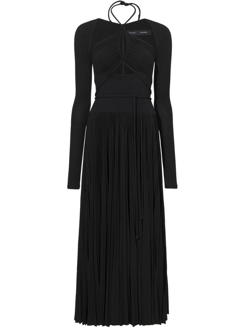 pleated halter-neck jersey dress - 1