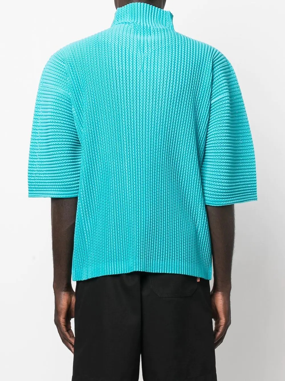 plissé high-neck zipped top - 4