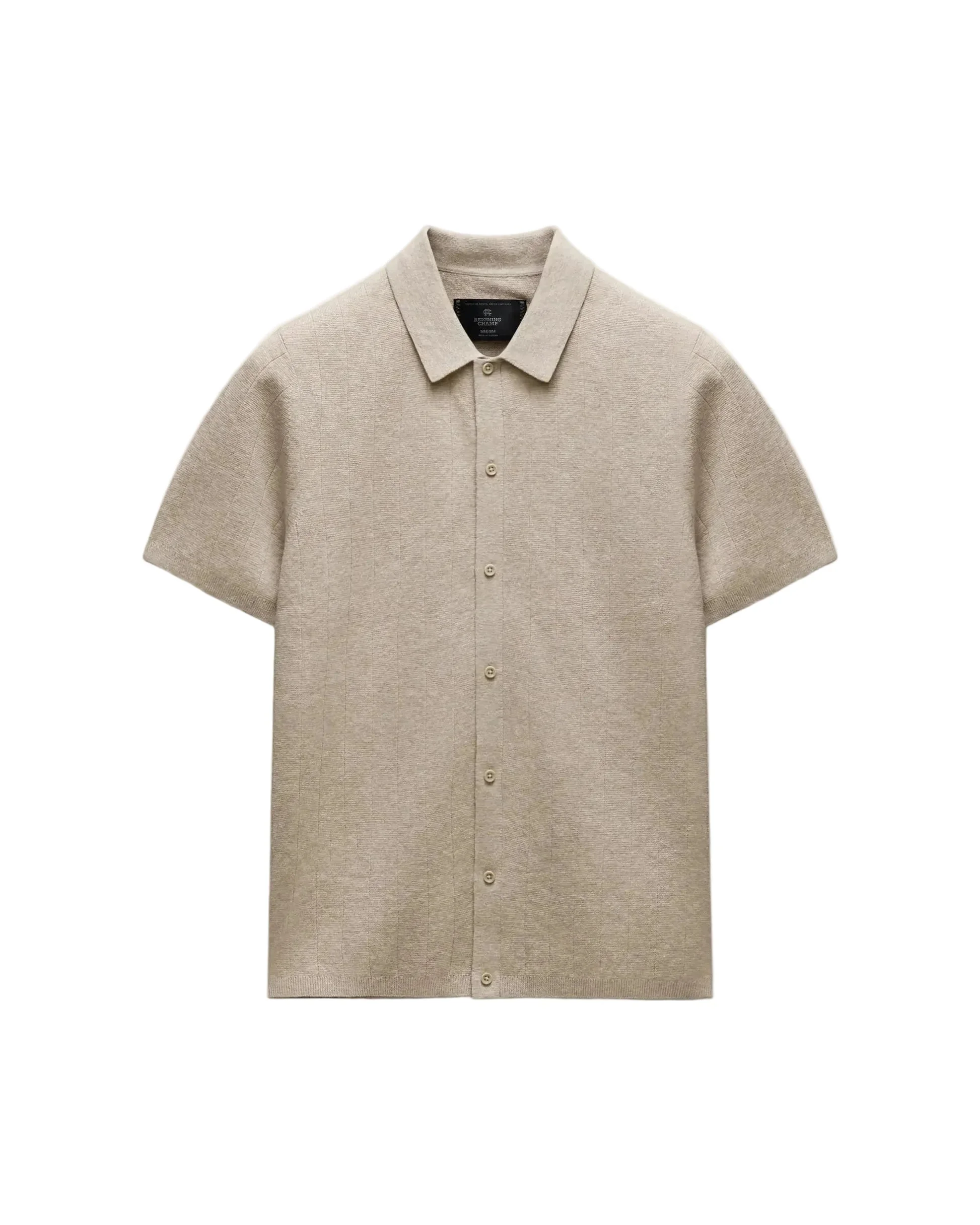Cotton Linen Stripe Piazza Shirt - Heather Oatmeal - 1
