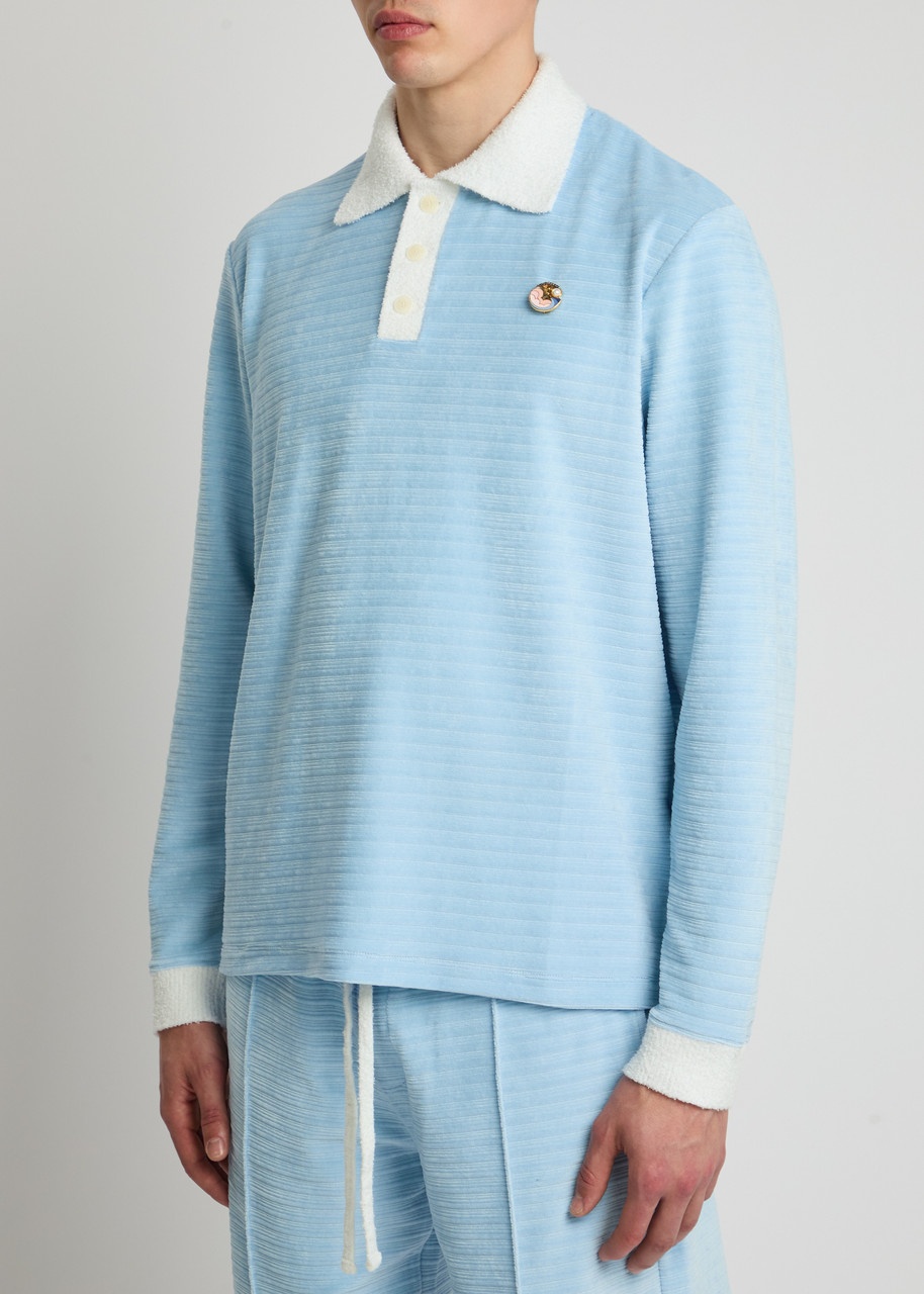 Casablanca Brooch-embellished Velour Polo Shirt - 2