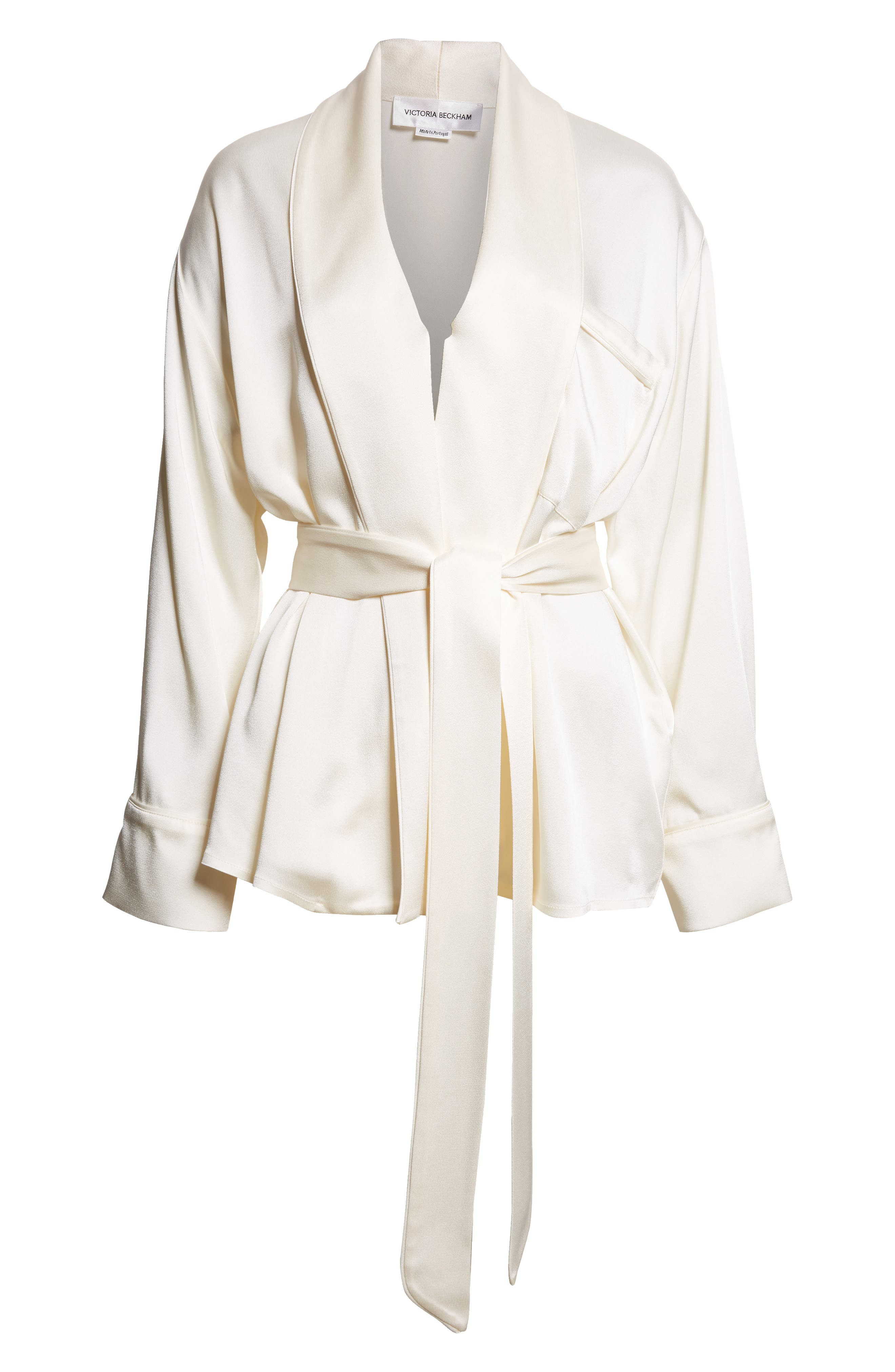Victoria Beckham Pajama Wrap Top in Ivory at Nordstrom - 1
