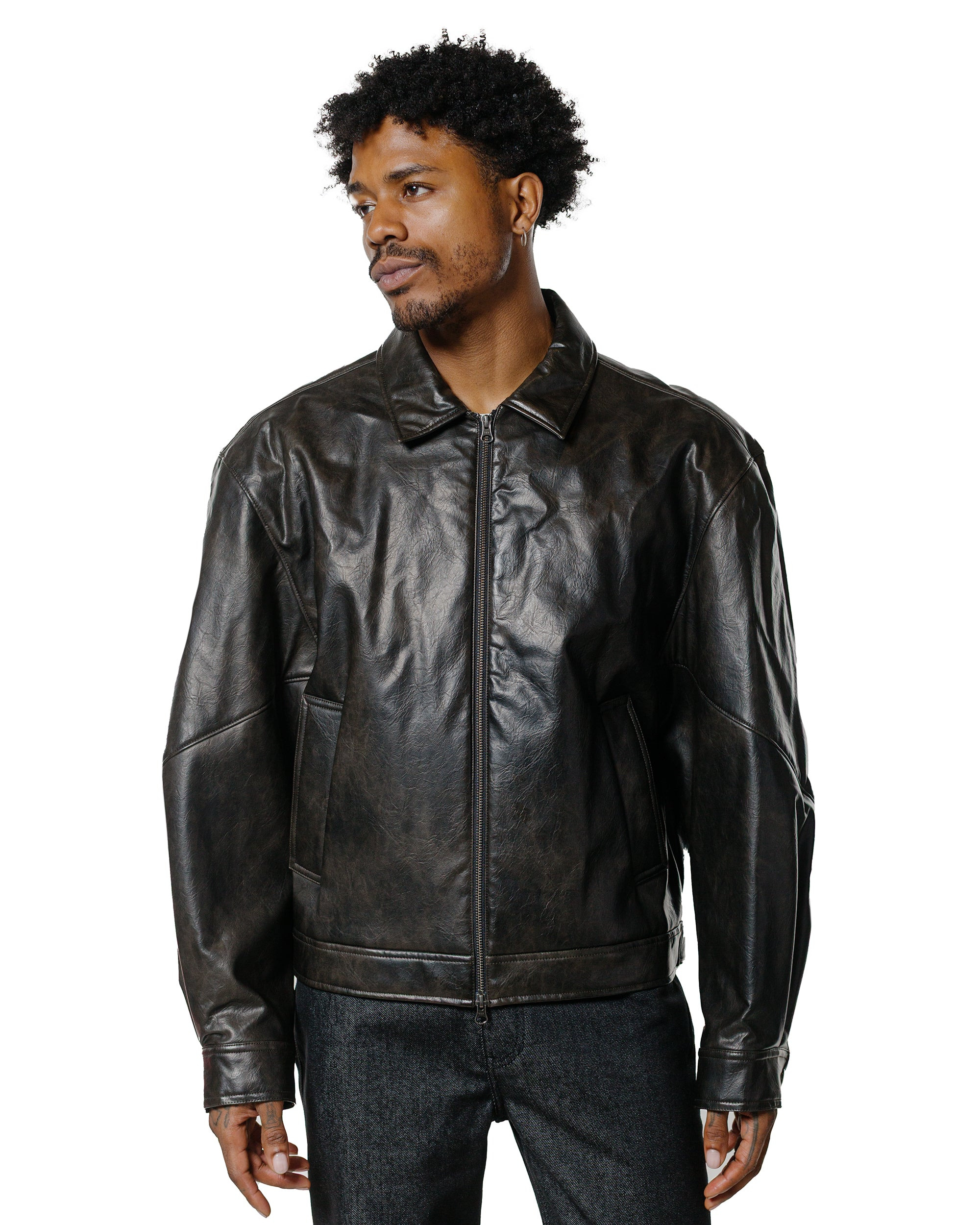Vegan Leather Blouson Black - 2