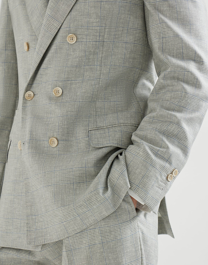Virgin wool Prince of Wales fresco one-and-a-half breasted deconstructed blazer 4