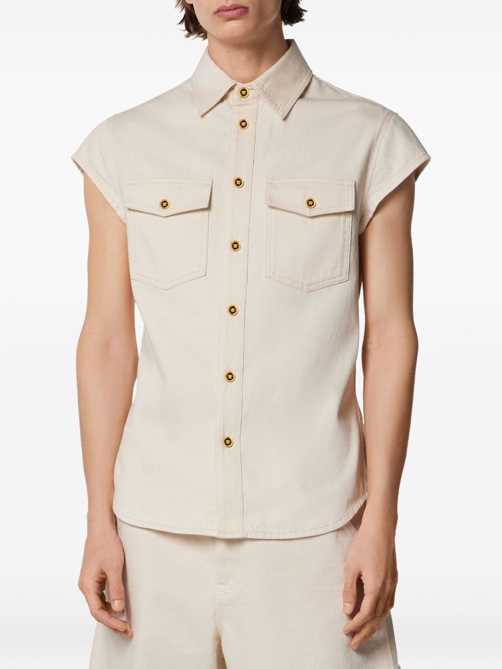 sleeveless denim shirt - 3
