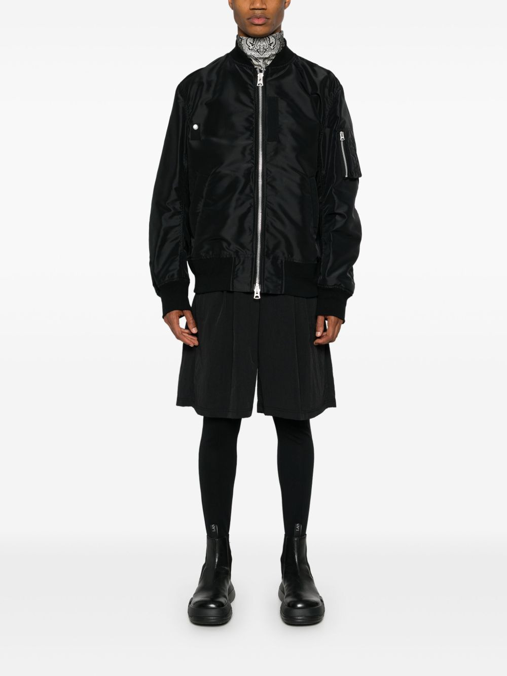 Sacai Men Nylon Bomber Jacket - 3