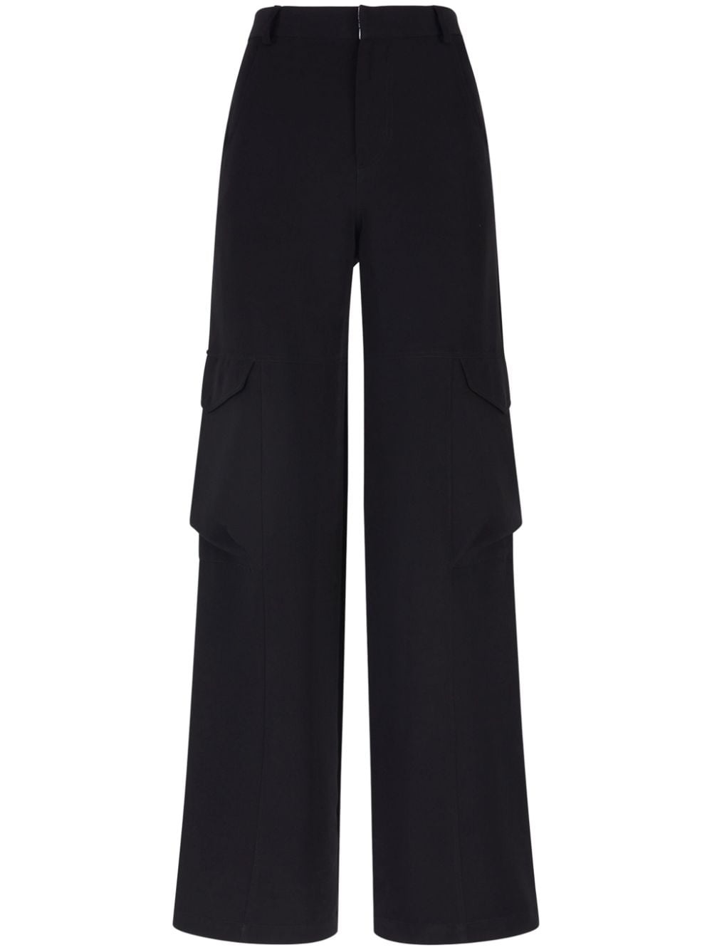 high-waisted gabardine cargo trousers - 1