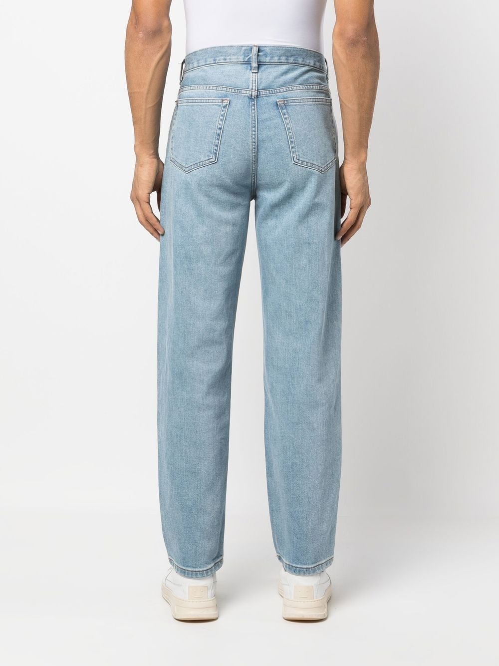 stonewashed straight-legged jeans - 4