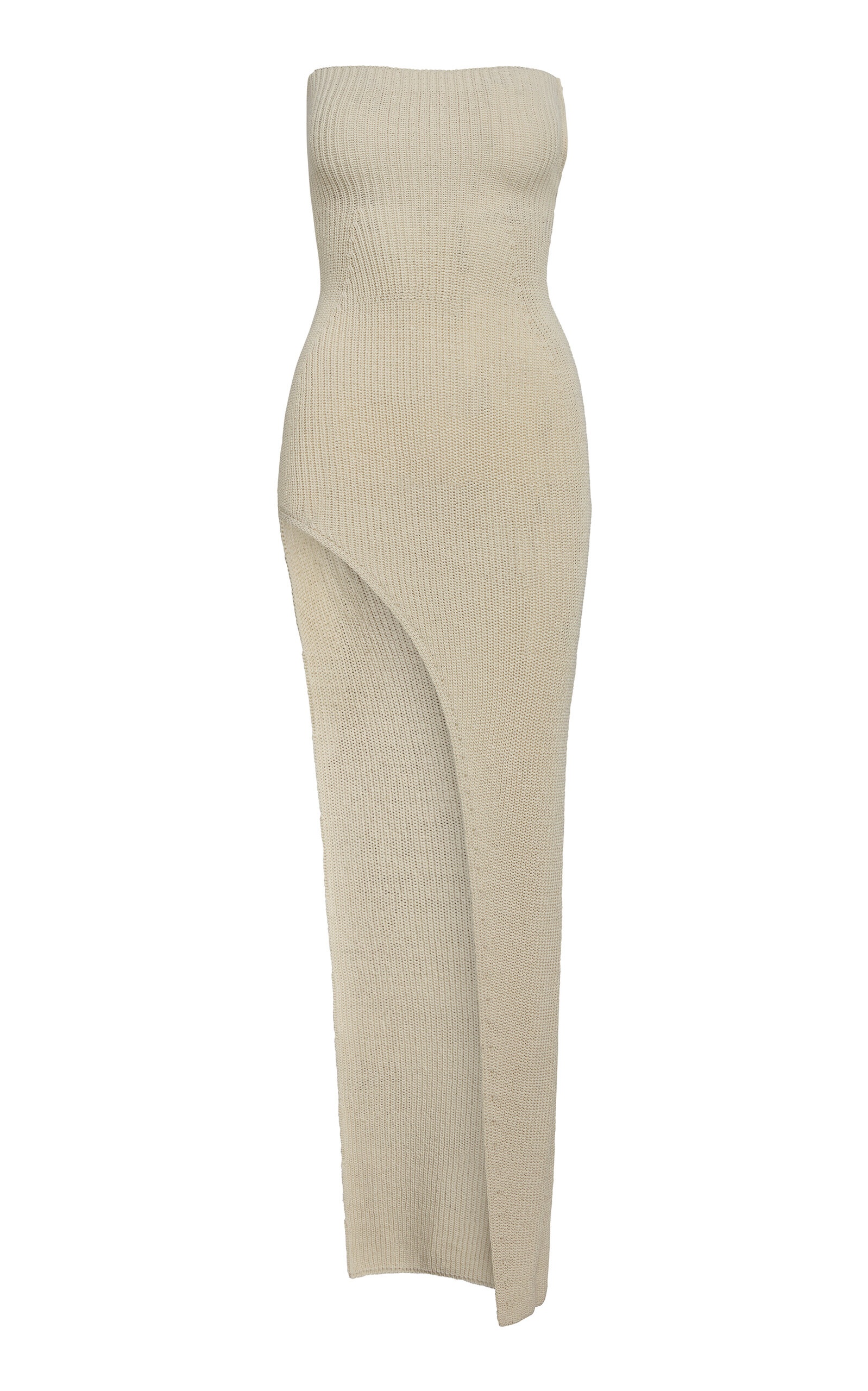 Baika Ribbed-Knit Cotton-Blend Midi Dress off-white - 1