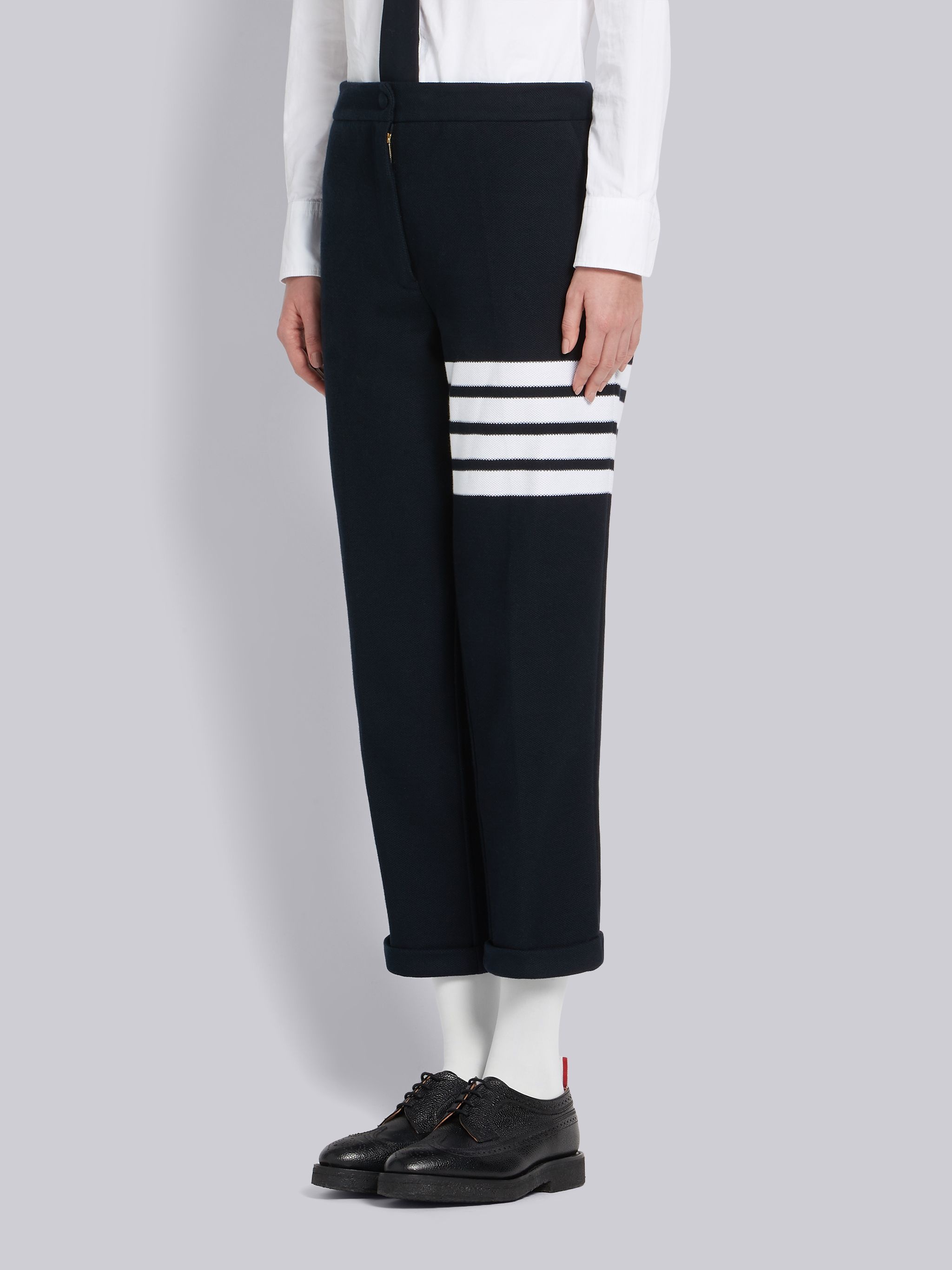 4-Bar Navy Double Face Trousers - 2