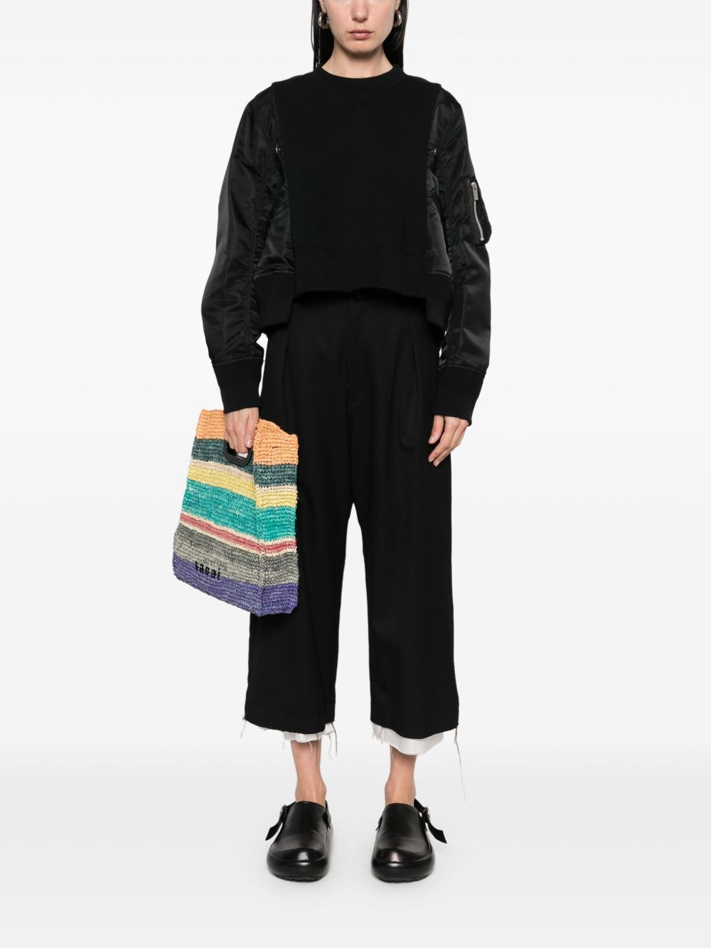 Sacai Women Cotton And Nylon Crewneck Sweater - 5