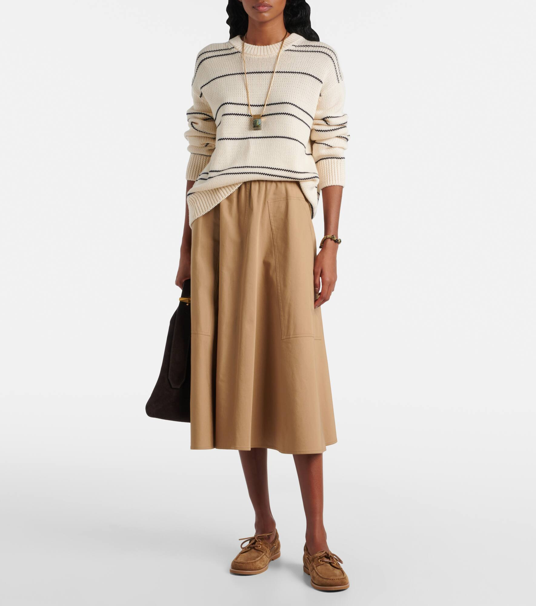 Cotton-blend midi skirt - 2