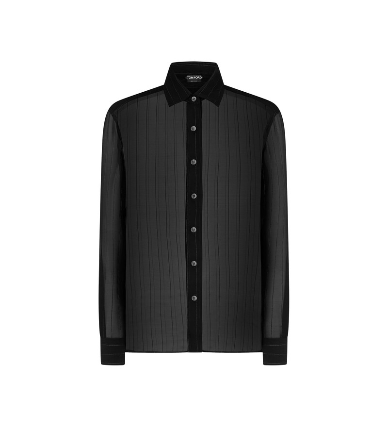 LUREX STRIPED SILK GEORGETTE SHIRT 1