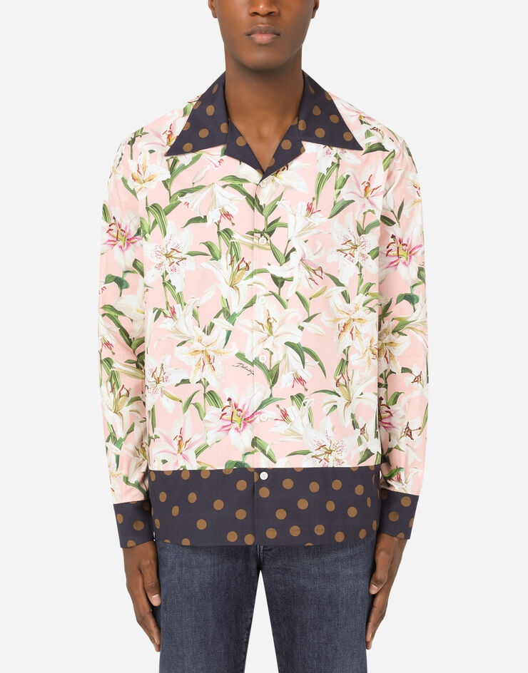 Poplin Hawaiian shirt with Flower print - 1