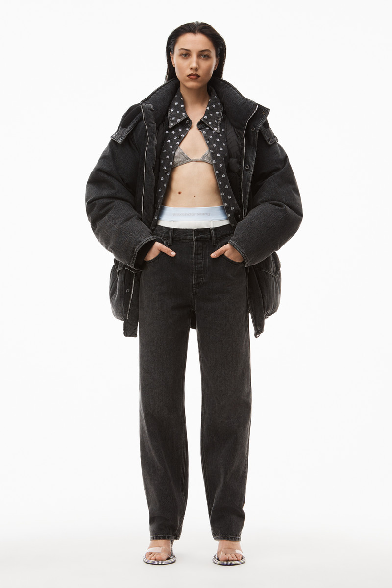 Alexander Wang LOGO ELASTIC BRIEF LAYER JEAN IN DENIM outlook