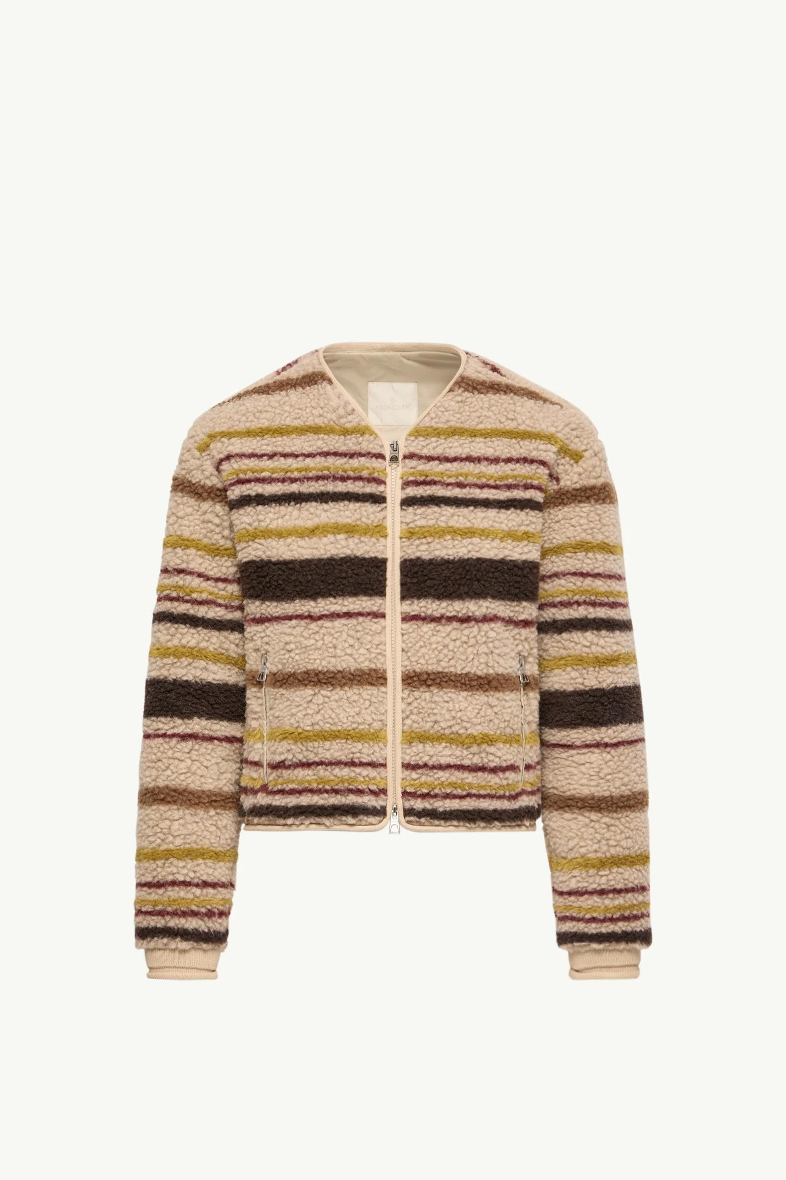 Striped Teddy Zip-Up Cardigan - 1