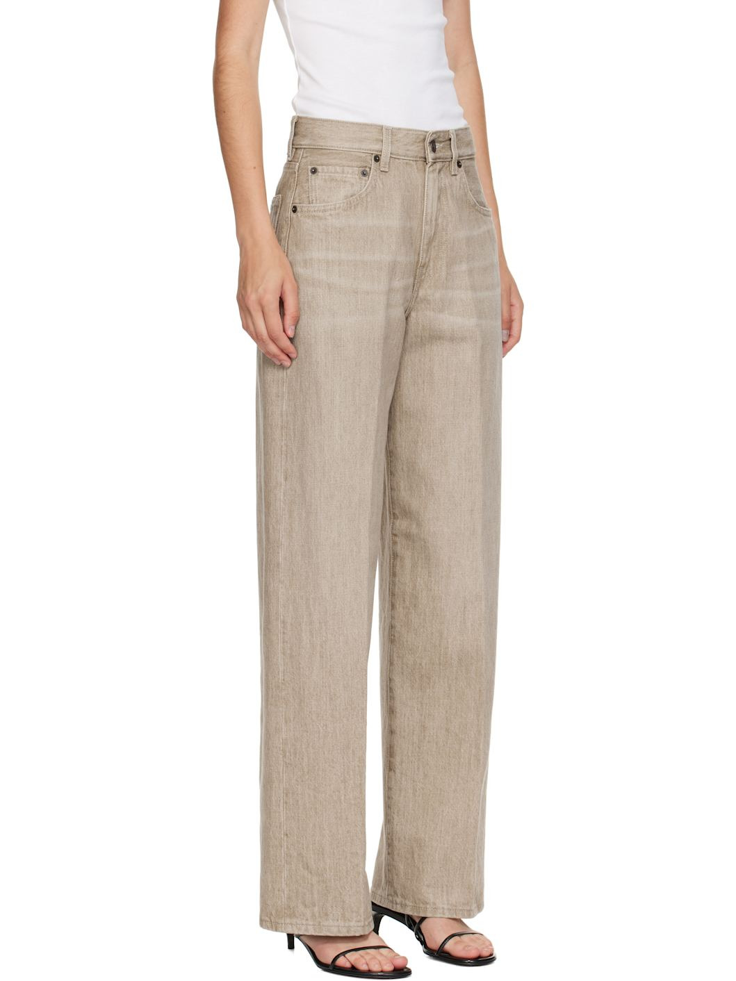 Beige Wide Jeans - 2