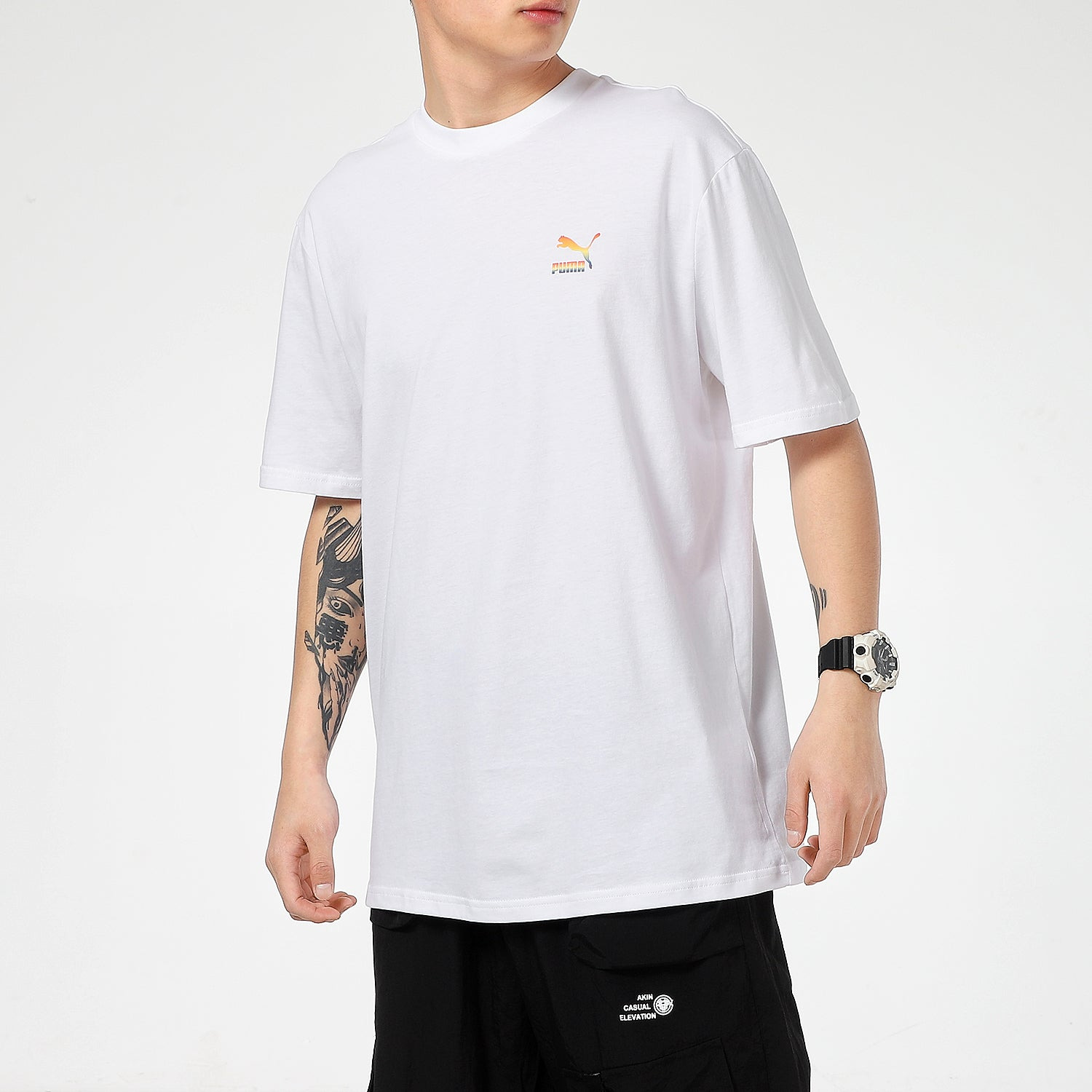 PUMA Rainbow Logo Tee 'White' 534095-02 - 5