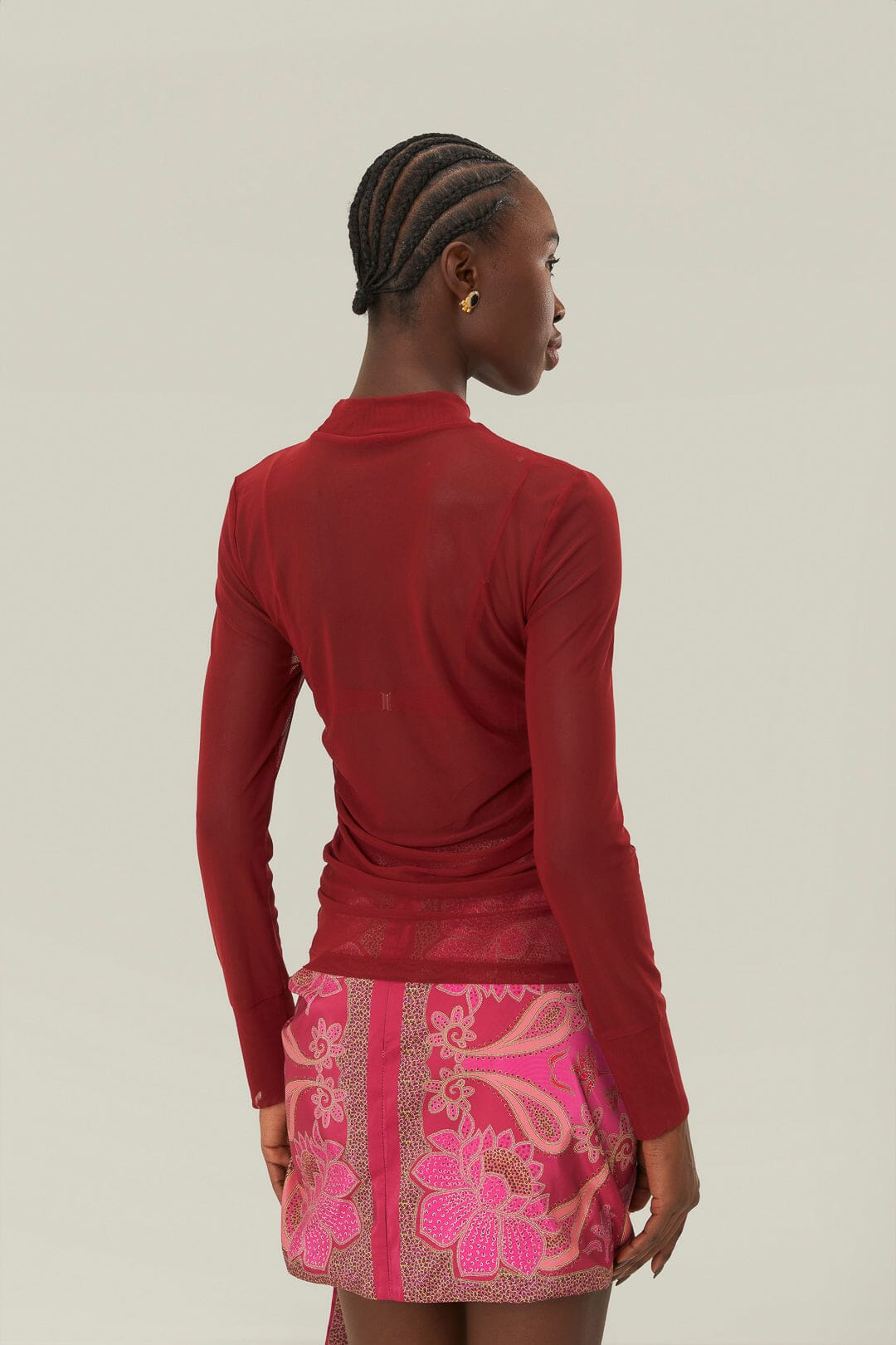 Burgundy Jersey Blouse - 3