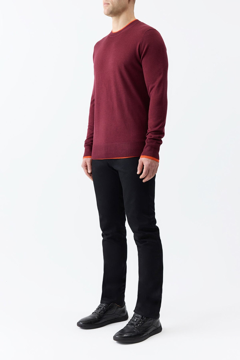 Wells Knit Sweater in Bordeaux & Spice Cashmere Silk 4