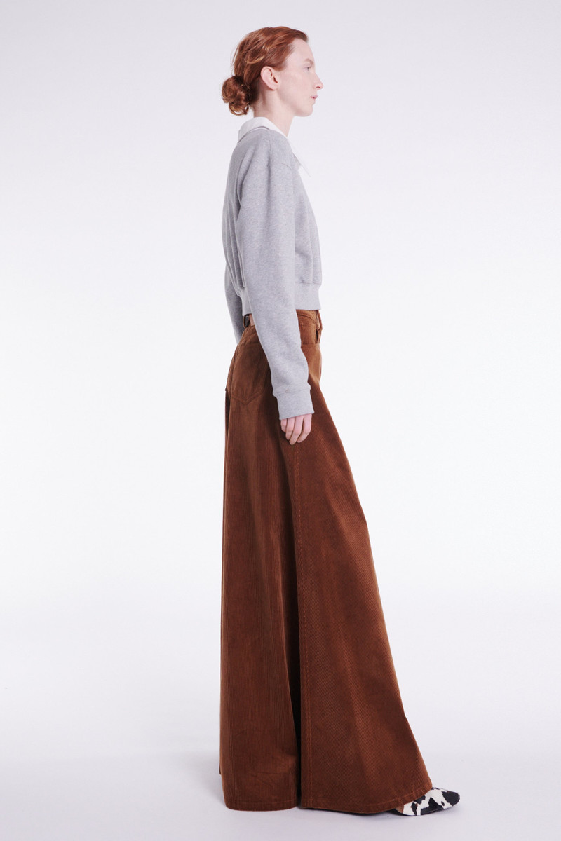 CORD WIDE LEG JEAN TROUSERS TAN 7