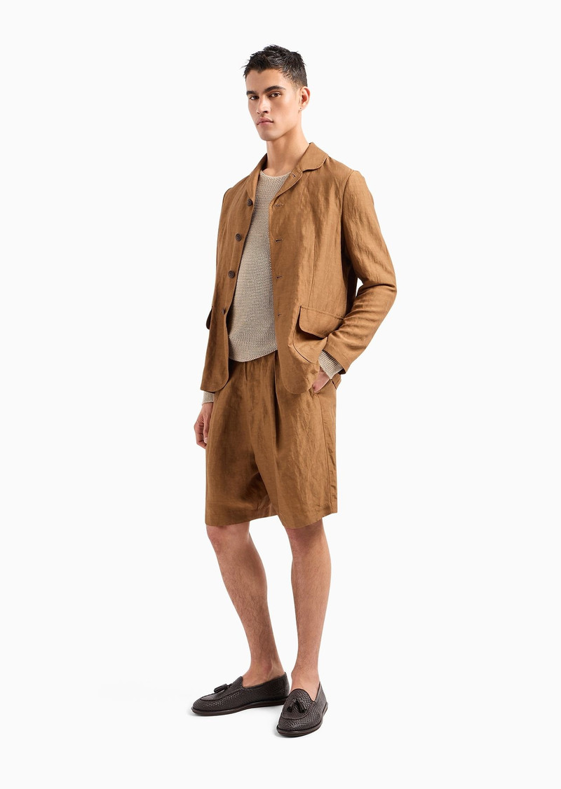 GIORGIO ARMANI Viscose and linen single-breasted jacket outlook