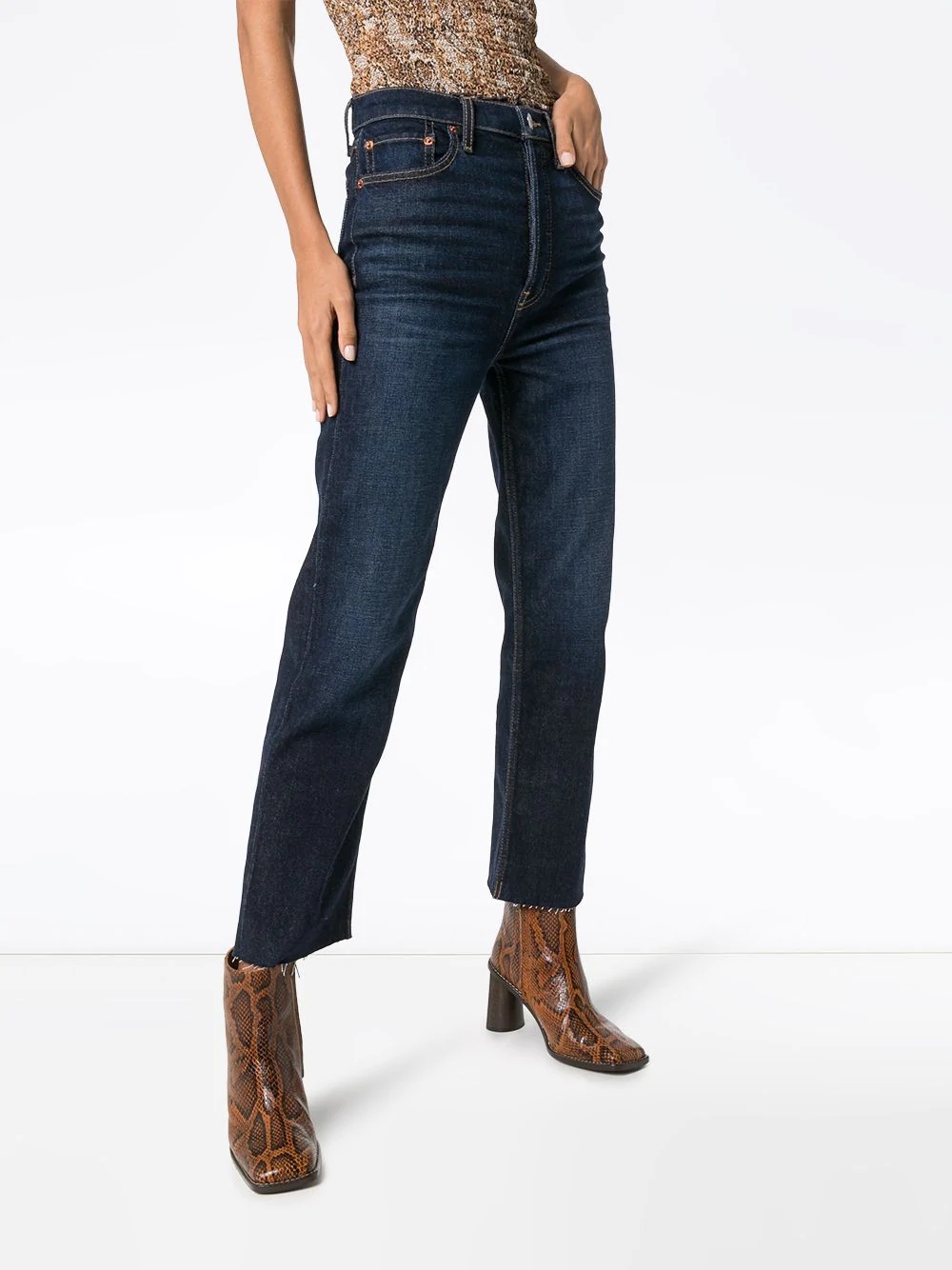 high-rise dark wash jeans - 3