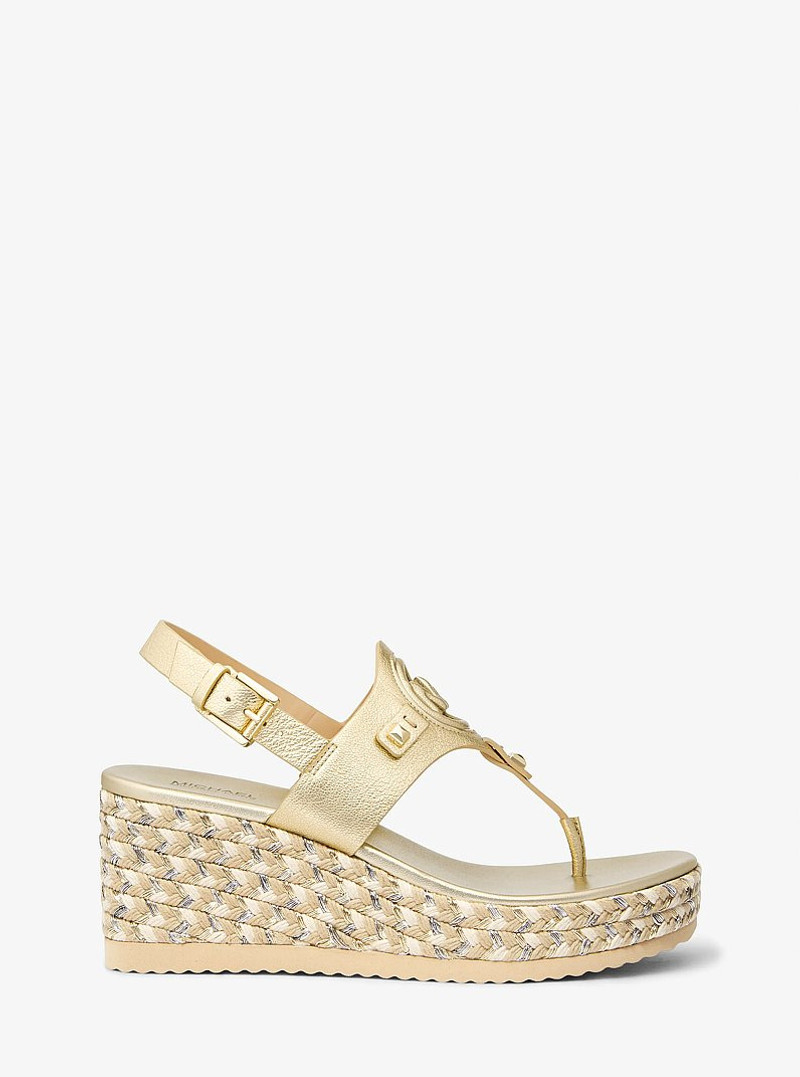 Aubrey Metallic Leather Wedge Sandal 1