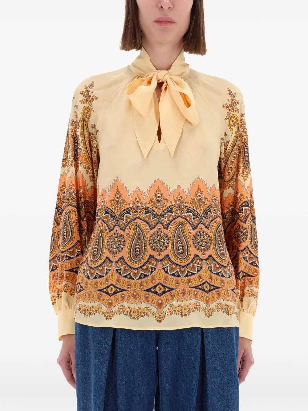 paisley-pattern bow blouse - 1