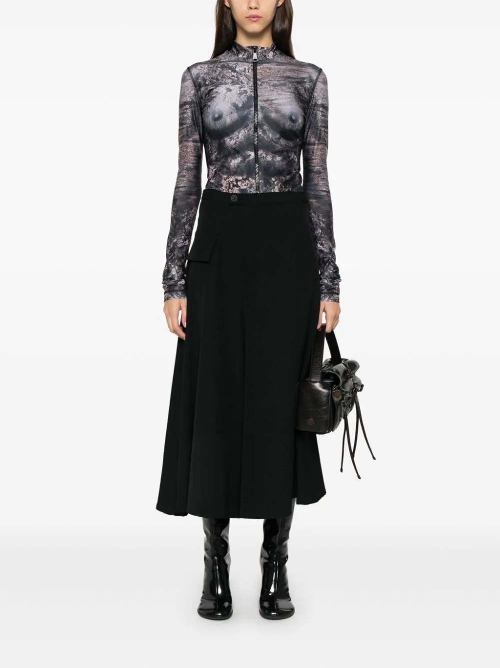 YOHJI YAMAMOTO Women Wool Gabardine Layered Pants - 3