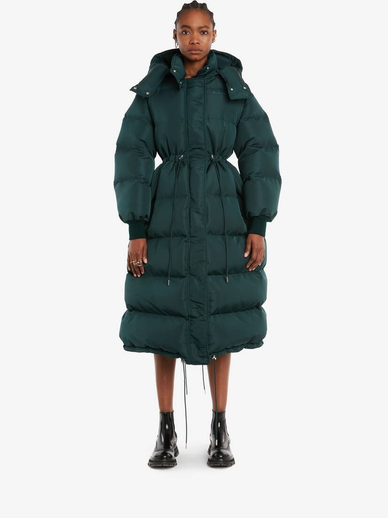 Exploded Puffer Coat in Forest Green 2