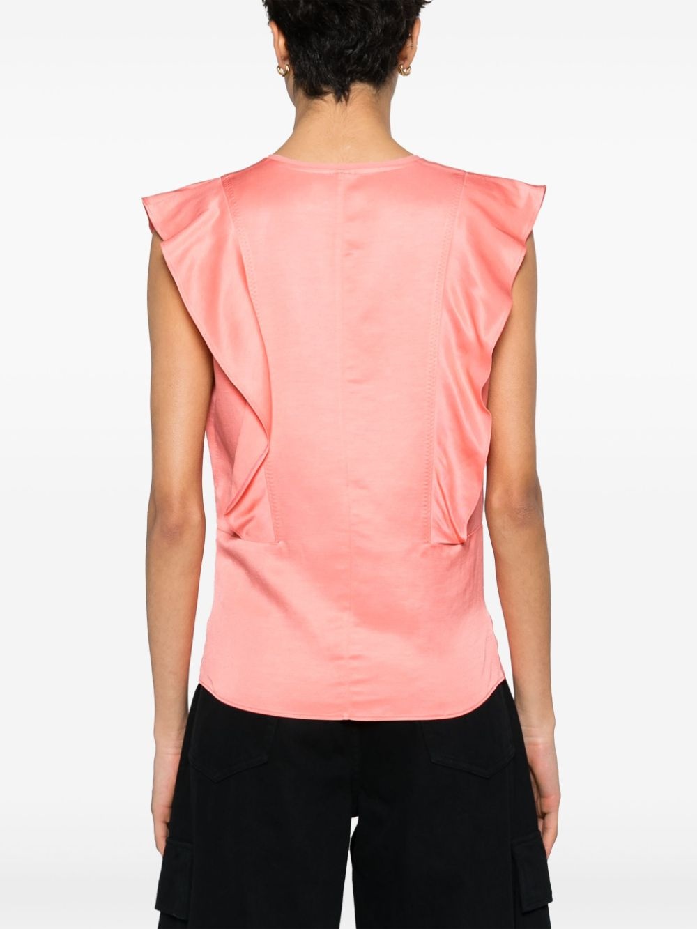 ruffle-trim twill blouse - 4